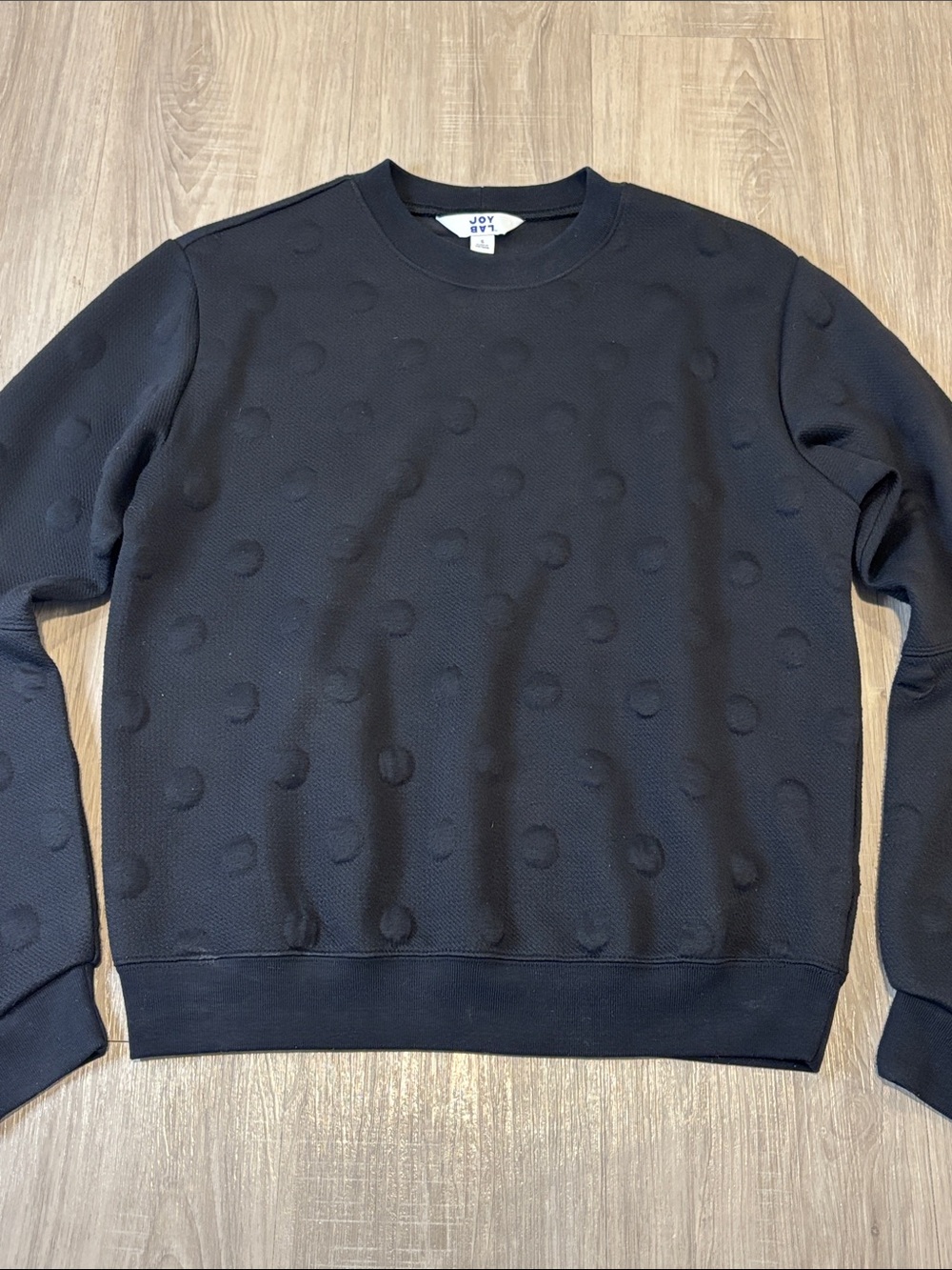 JoyLab Black Textured Dot Sweatshirt Size Small - Picture 5 of 10